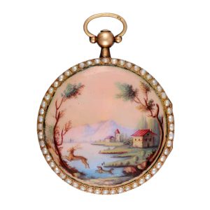 Swiss gold, enamel, and pearl set verge watch Circa 1810