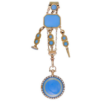 Swiss gold verge watch with matching chatelaine Circa 1810