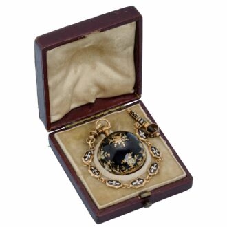 A French gold and enamel verge ball watch and chain Circa 1810 A French gold and enamel verge ball watch and chain Circa 1810