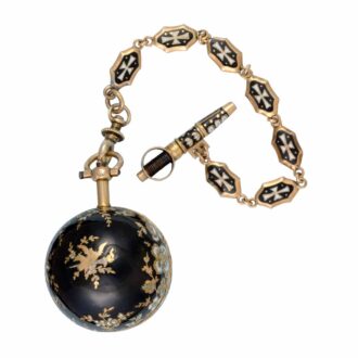 A French gold and enamel verge ball watch and chain Circa 1810 A French gold and enamel verge ball watch and chain Circa 1810