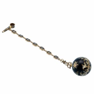 A French gold and enamel verge ball watch and chain Circa 1810 A French gold and enamel verge ball watch and chain Circa 1810