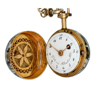 A French gold and enamel verge ball watch and chain Circa 1810 A French gold and enamel verge ball watch and chain Circa 1810