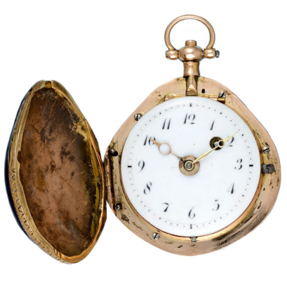 Swiss gold verge watch with diamond set chatelaine Circa 1810 Swiss gold verge watch with diamond set chatelaine Circa 1810
