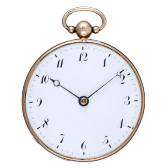 A French verge pocket watch in a gold open face case Circa 1815