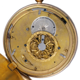 A French verge pocket watch in a gold open face case Circa 1815
