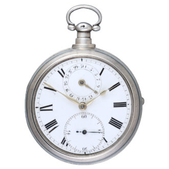 A large silver English verge with seconds and calendar Circa 1819