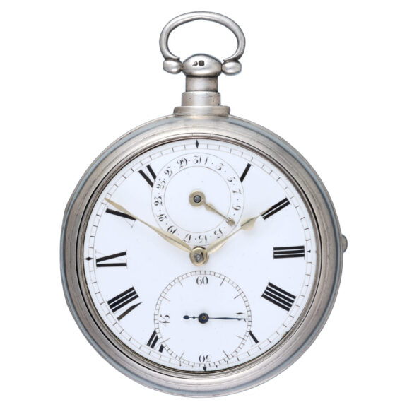 A large silver English verge with seconds and calendar Circa 1819