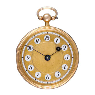 Swiss gold verge with gold and enamel cartouche dial Circa 1820