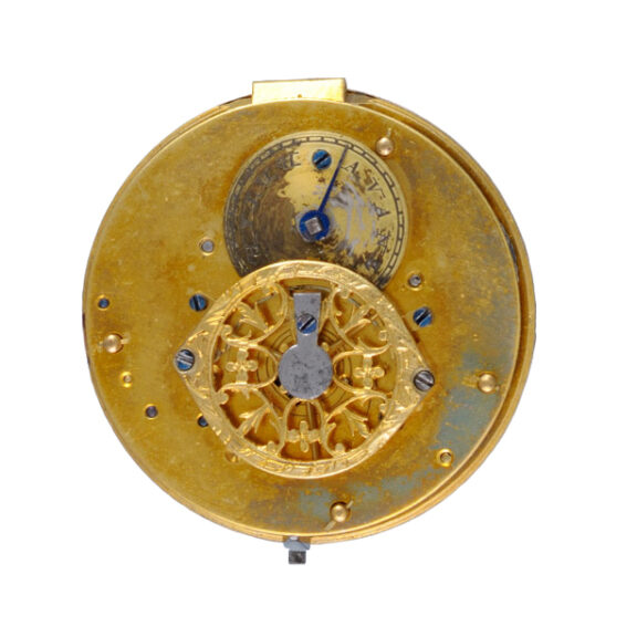 Swiss gold verge with gold and enamel cartouche dial Circa 1820 Swiss gold verge with gold and enamel cartouche dial Circa 1820