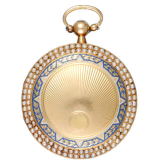 Swiss gold, enamel, and pearl set verge watch Circa 1820