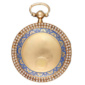 Swiss gold, enamel, and pearl set verge watch Circa 1820