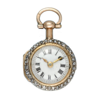 Miniature cylinder watch and diamond set gold ring Circa 1780