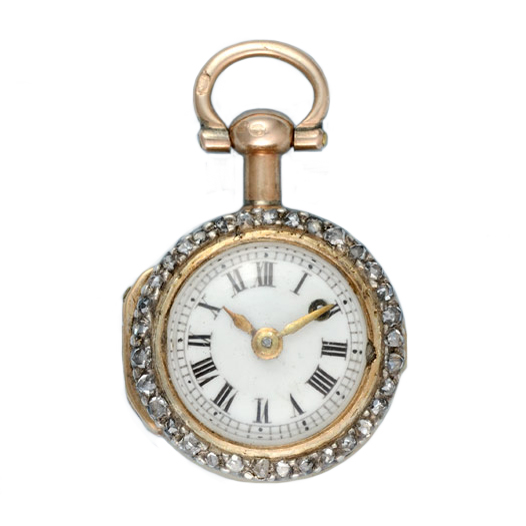 Miniature cylinder watch and diamond set gold ring Circa 1780 Miniature cylinder watch and diamond set gold ring Circa 1780