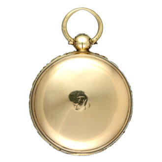 English gold cylinder watch with decorative gold dial Circa 1822