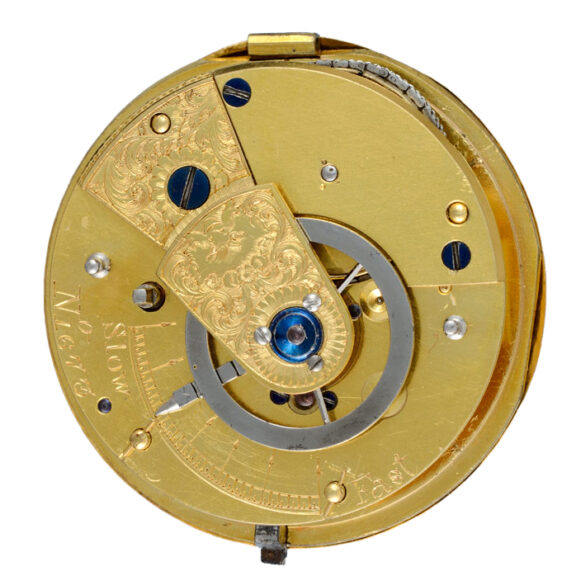 English gold cylinder watch with decorative gold dial Circa 1822 English gold cylinder watch with decorative gold dial Circa 1822