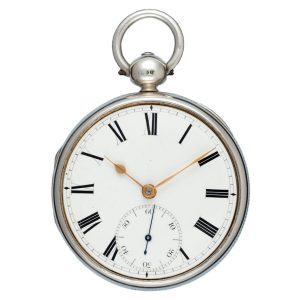 English Massey type three lever in silver open face case Circa 1828