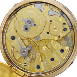 Swiss repeating cylinder with silver engine turned dial Circa 1830