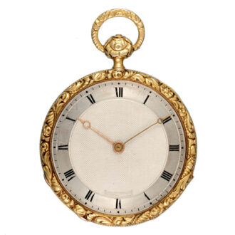 Swiss quarter repeating cylinder in gold open face case Circa 1830