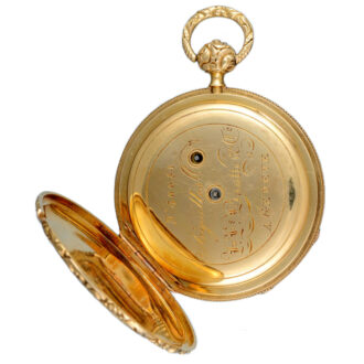 Swiss quarter repeating cylinder in gold open face case Circa 1830