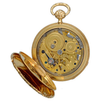 Swiss quarter repeating cylinder in gold open face case Circa 1830