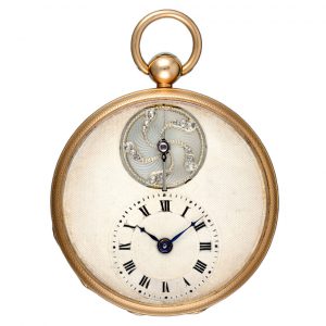French gold cylinder with visible diamond set balance Circa 1830