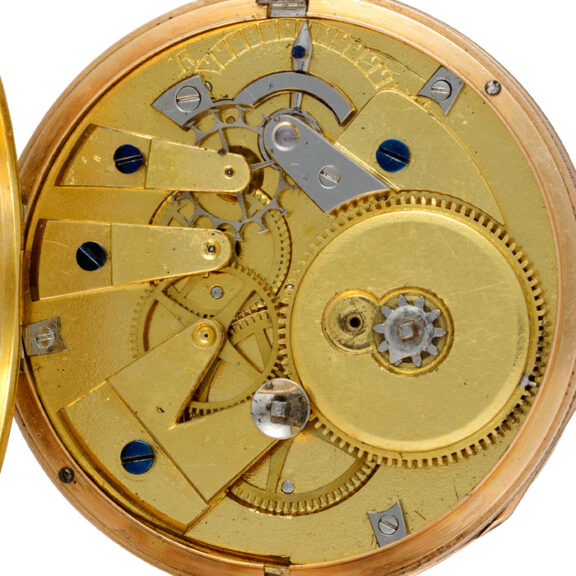 French gold cylinder with visible diamond set balance Circa 1830 French gold cylinder with visible diamond set balance Circa 1830