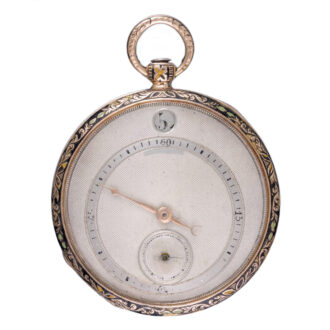 A French gold cylinder pocket watch with digital hours Circa 1840