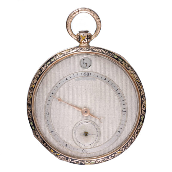A French gold cylinder pocket watch with digital hours Circa 1840