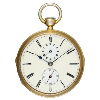 A Swiss silver gilt verge pocket watch with alarm Circa 1840