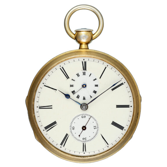 A Swiss silver gilt verge pocket watch with alarm Circa 1840
