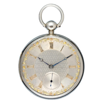 English silver fusee lever pocket watch with silver dial Circa 1840