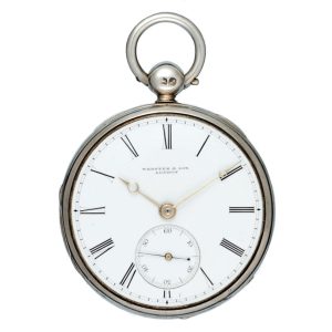 English duplex pocket watch in a silver open face case Circa 1840