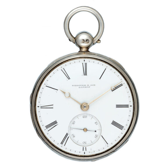 English duplex pocket watch in a silver open face case Circa 1840