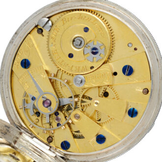 English duplex pocket watch in a silver open face case Circa 1840