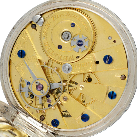 English duplex pocket watch in a silver open face case Circa 1840 English duplex pocket watch in a silver open face case Circa 1840
