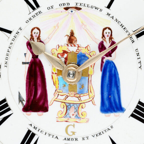 English silver verge with dial of the Oddfellows Society Circa 1841 English silver verge with dial of the Oddfellows Society Circa 1841