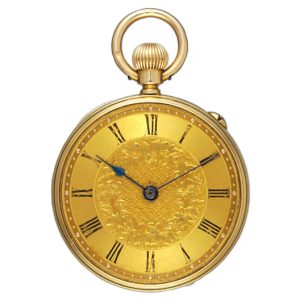 An unusually small gold English keyless fusee lever Circa 1869