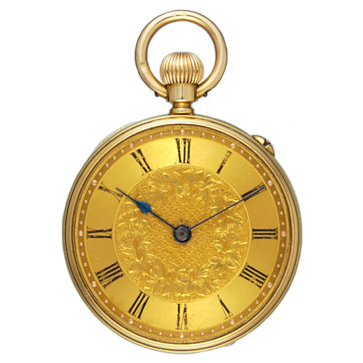 An unusually small gold English keyless fusee lever Circa 1869