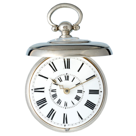 English silver half hunting pair cased verge watch Circa 1878 English silver half hunting pair cased verge watch Circa 1878
