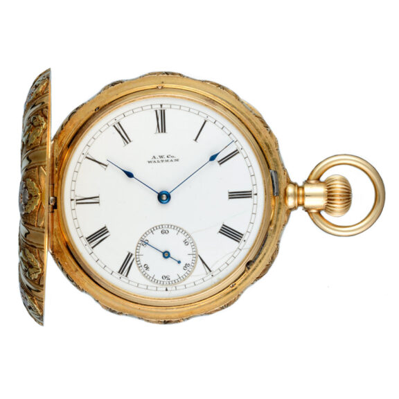 American lever in a three colour gold full hunter case Circa 1880 American lever in a three colour gold full hunter case Circa 1880