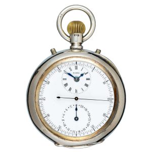 Unusual Swiss silver centre seconds chronograph Circa 1885