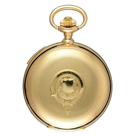 Swiss gold hunting cased repeating erotic lever Circa 1900 Swiss gold hunting cased repeating erotic lever Circa 1900