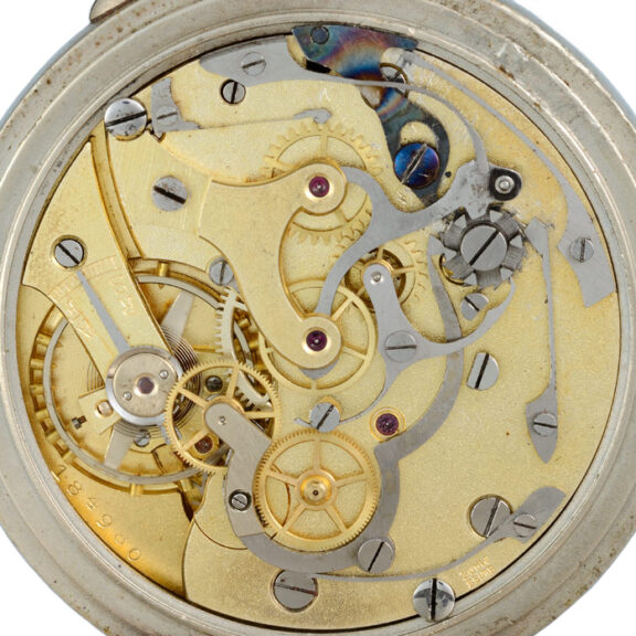 Swiss nickel minute recording flyback chronograph Circa 1900 Swiss nickel minute recording flyback chronograph Circa 1900