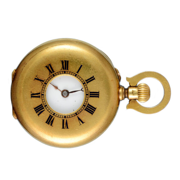 French cylinder in a diamond set gold half hunter case Circa 1900 French cylinder in a diamond set gold half hunter case Circa 1900