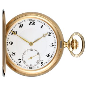 Slim Swiss lever pocket watch in gold full hunter case Circa 1900