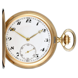 Slim Swiss lever pocket watch in gold full hunter case Circa 1900
