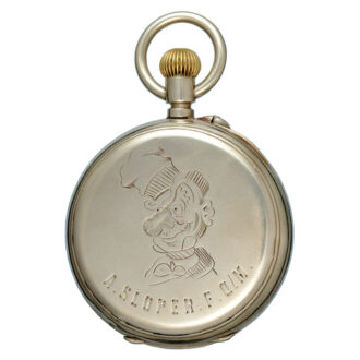 Swiss nickel open faced character prize watch Circa 1900