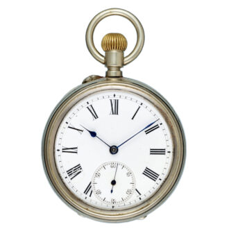 Swiss nickel open faced character prize watch Circa 1900