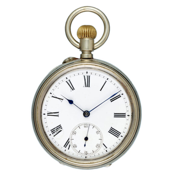 Swiss nickel open faced character prize watch Circa 1900 Swiss nickel open faced character prize watch Circa 1900