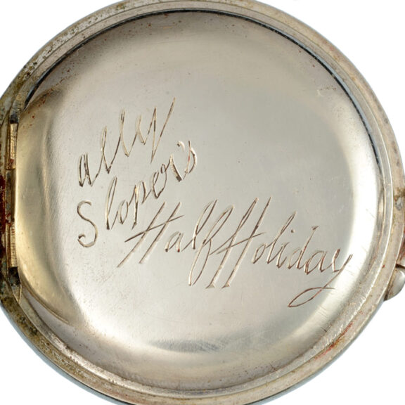 Swiss nickel open faced character prize watch Circa 1900 Swiss nickel open faced character prize watch Circa 1900